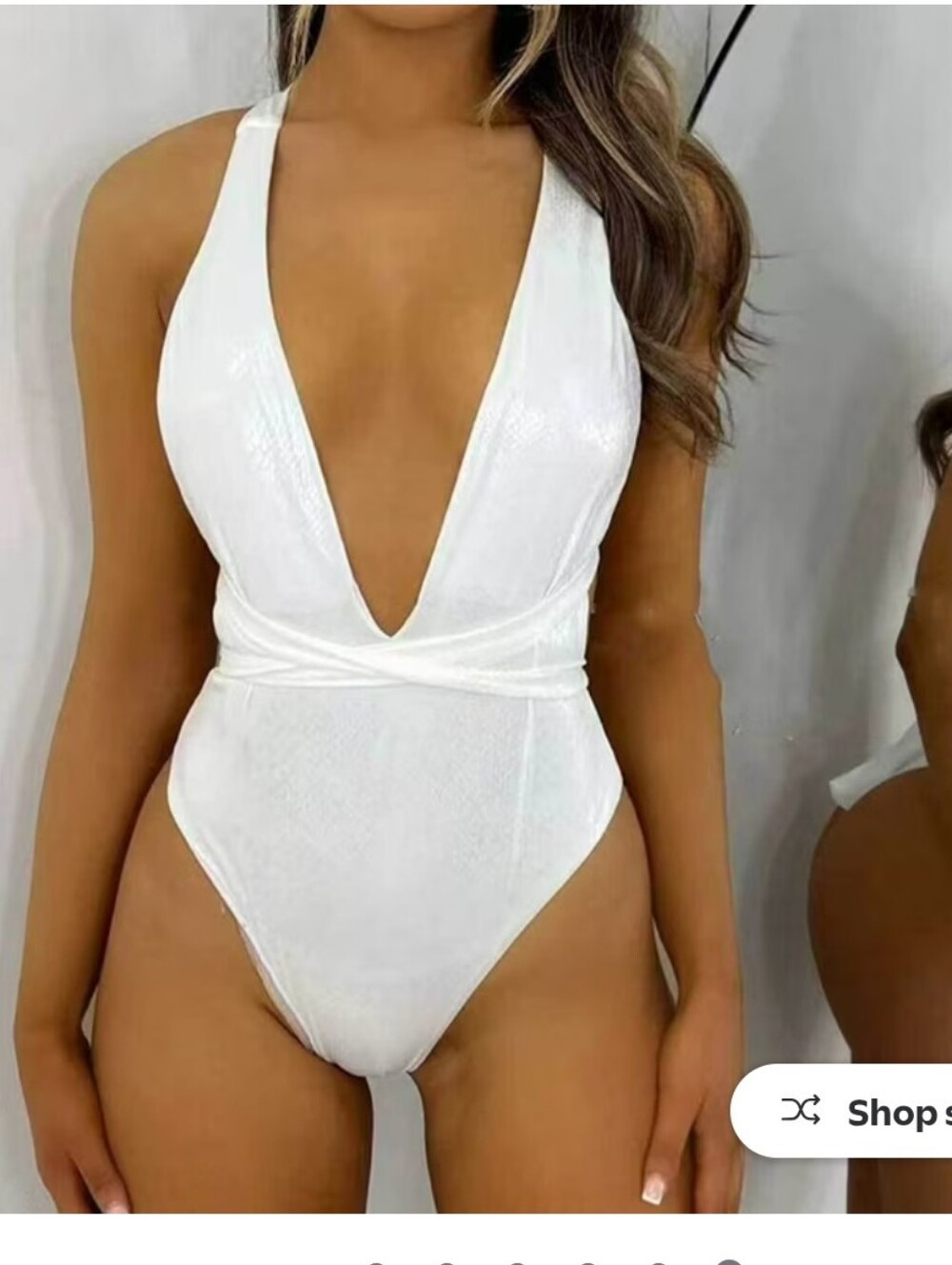 One Piece Bodysuit Snakeskin Print White Pearl Sexy Leg Rings Festival Dance Sml